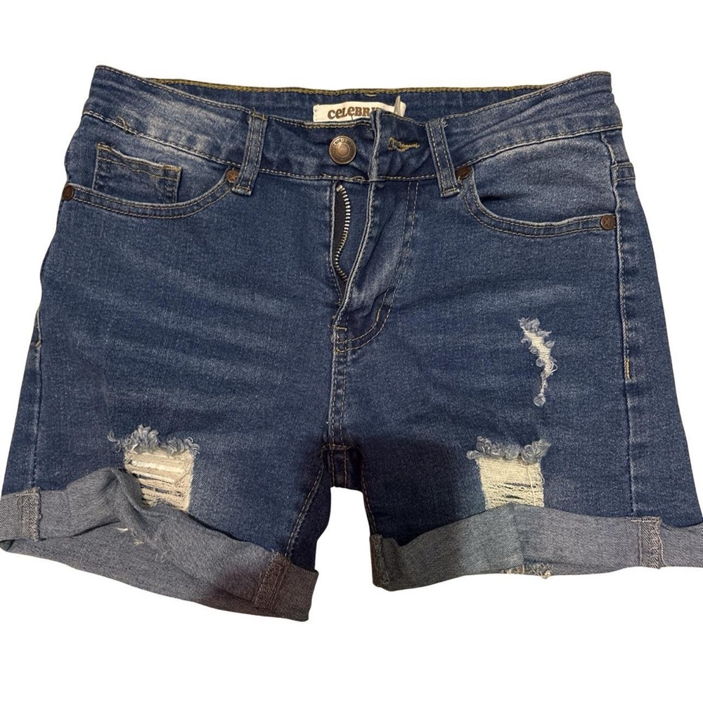 Celebrity Pink Distressed Blue Denim Shorts